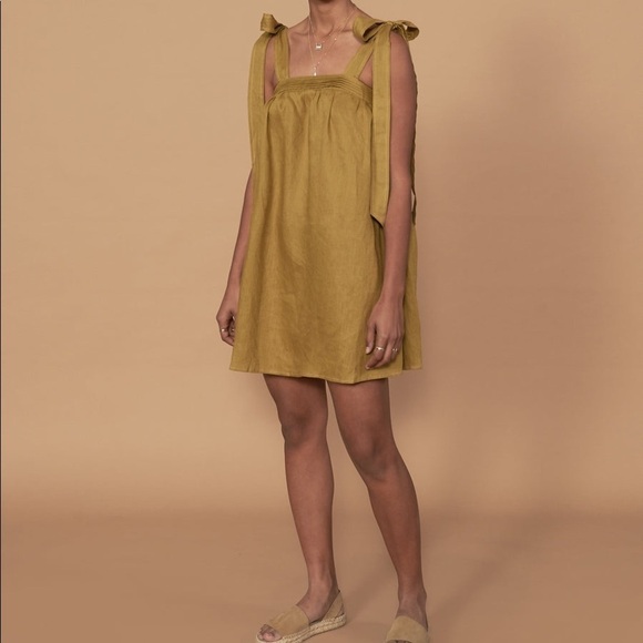 Sancia The Zala Dress New With Tags in Olive Size Small 100 % Linen - Picture 3 of 12